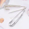 Broches tendance en strass pour femmes, 4 pièces, grandes épingles de sûreté, épingle à la mode pour bricolage, jupes artisanales, vêtements, accessoires de bijoux