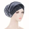casquettes de turban musulmanes, hijabs intérieurs en velours doré pour femmes avec perceuse, tête enveloppante ethnique islamique, prêt à porter, bonnet hijab