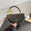 sac à bandoulière de luxe motif litchi pour femmes, nouvelle poignée en métal, sac hobo, pochette de soirée, sac à bandoulière demi lune de styliste