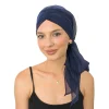 turban musulman pour femmes, hijab, chapeau de chimio contre le cancer, casquette de couleur unie, couverture de perte de cheveux, foulard de tête, bandana extensible, couvre chef pré attaché, nouvelle collection