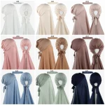 Châle en mousseline de soie uni avec maillot, bonnet sous-écharpe, écharpe intérieure islamique, bandeau extensible, couverture Hijab, Turban