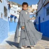musulman douce fille abaya en mousseline de soie 3 couches robe de gâteau eid diamant enfants abayas dubaï arabe islam abayas enfants robe cardigan