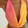 haut à paillettes dégradé pour femmes, col en v profond, dos nu, sans manches, col licou, été, plage, sexy, chic, mode dame, costume, 2025