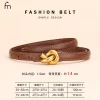 ceinture à nœud en cuir véritable pour femmes, ceinture à la mode avec boucle, robe et ceinture en jean
