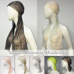 Résille Plaid Bling strass casquette femmes foulard évider Patchwork paillettes cristal à la mode sauvage bandeau Turban cheveux chapeau
