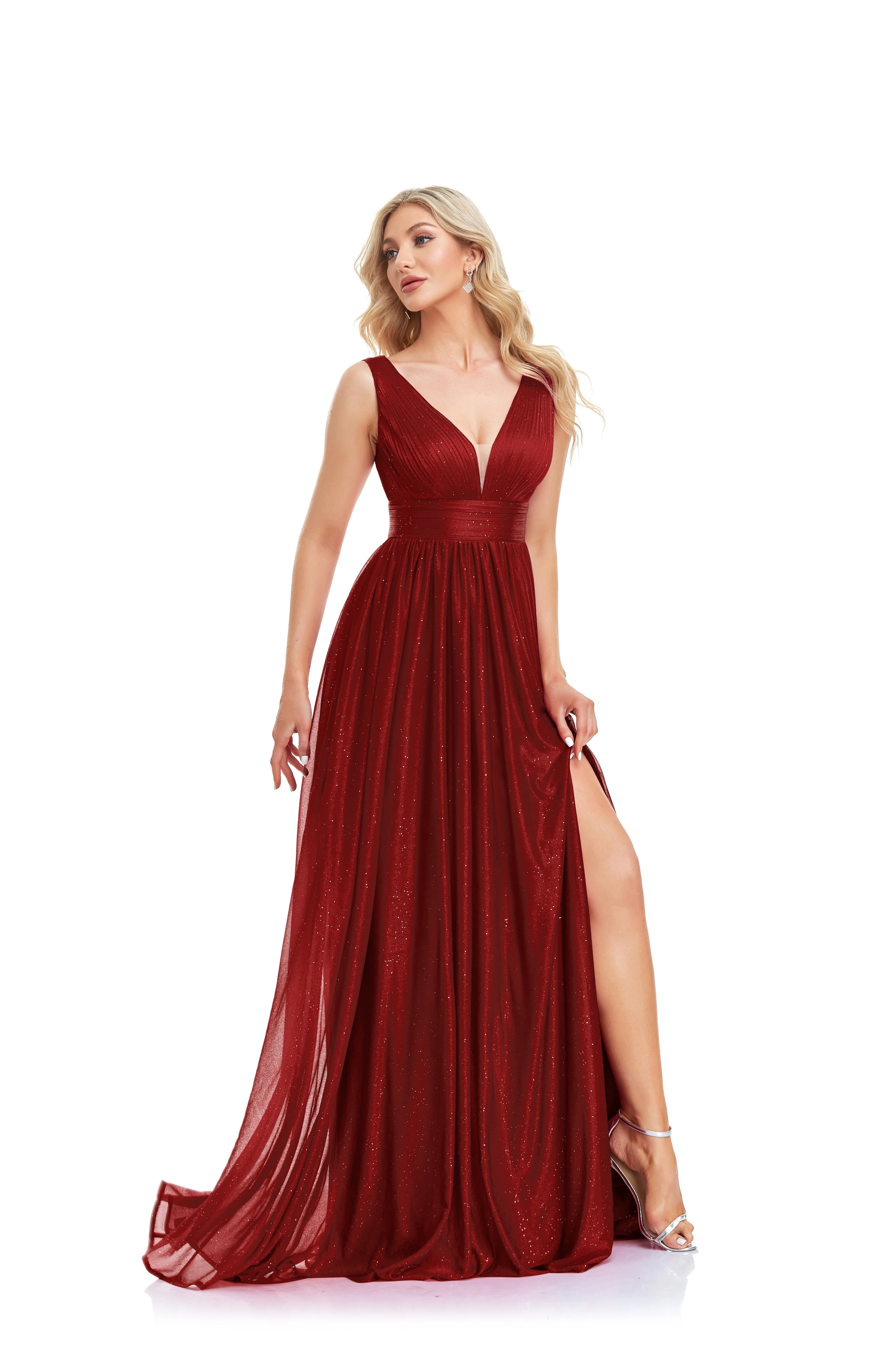 Robe de soirée trapèze élégante, tenue de soirée de luxe, longueur au sol, dos nu, décolleté en v profond, queue de cheval pour femmes, robes de fête de mariage