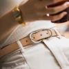 maden ceinture fine en cuir de vache group pour femme, petite ceinture simple, double anneau décoratif, tannage bobines al rétro, première couche
