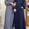 robe musulmane à manches longues abaya style simple vêtements pour femmes couleur unie golfe abayas robe saoudienne islamique robes de ramadan pour eid