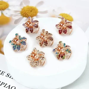 Pince à cheveux en forme de fleur en strass, petite griffe en cristal, épingles à cheveux brillantes, accessoires pour cheveux de mariage, ornement de couvre-chef