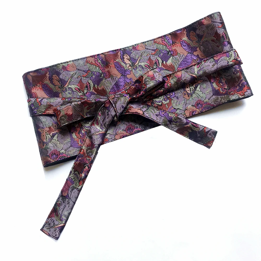 Ceinture Kimono de Style Vintage Japonais pour Femme et Homme, Large, artificiel astique à la Taille, Grue Florale, Haori, Obi