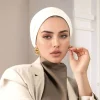 nouveau musulman solide sous écharpe casquettes modal instantané hijab coton extensible turban casquette islamique sous écharpe bonnet foulard bandeau