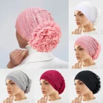 Respirant fleur dentelle Turban casquette femmes musulmanes couvre-chef foulard chapeau islamique chapeaux Bonnet femme bandeau Bonnet Mujer