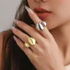 minimalisme coréen géométrie irrégulière surface brillante anneaux en métal goutte d'eau anneaux d'ouverture pour les femmes doigt concepteur charme bijoux