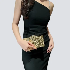 Pochette de soirée élégante à Texture feuille d&rsquo;or, sac à main de boîte en acrylique de luxe, Mini sac à main carré Noble pour femmes, fête et Banquet