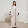 2025 musulman nouvelle mode arabe femmes élégant ample décontracté à la mode col rabattu cardigan abaya femme jalabiya vêtements manteaux