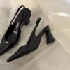 sandales noires femmes été nouvelle mode femmes sandales escarpins pointus femmes chaussures bureau robe chaussures sexy talon carré chaussures hautes