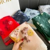 foulard de luxe brodé de fleurs pour femme, hijab enveloppant, Écharpe de sauna, 2024