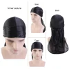 chapeau de pirate durag à longue queue soyeuse unisexe, turban à la mode, casquette bandana pour femmes et hommes, couvre chef, accessoires pour cheveux hijab ﻿