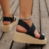 sandales compensées légères pour femmes, bout ouvert, plateforme, semelles épaisses, chaussures d'été décontractées avec sangle arrière, chaussures de loisirs