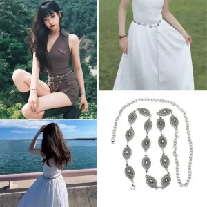 Ceinture à chaîne Vintage pour robe d&rsquo;été, jupe Boho, pull polyvalent, joint de taille, rétro, mode, décoration pour femmes