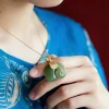 hetian pendentif Éléphant en pierre naturelle pour femme, bijou ras du cou, plaqué or 18k, pour anniversaire