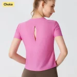 T-shirt de course respirant pour femmes, haut de yoga At Fit, manches courtes, dos ouvert, entraînement de yoga, Pilates et fitness