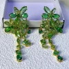 ensemble de bijoux fins de marque de luxe originale, cristal de zircon vert, collier, boucle d'oreille, bracelet, breloques pour femmes, accessoires de mariage