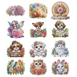 Porte-clés peinture strass, motif coloré en bois, une rangée de 3 crochets, crochets muraux artisanaux en diamant pour armoire murale