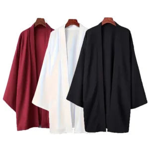 Cardigan à manches longues pour hommes, couleur unie, chemise Kimono longue, vêtements traditionnels asiatiques, Yukata Haori, manteau, 6 couleurs, Kimono japonais