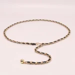 Ceinture de taille en chaîne en métal pour femmes, cintré au Crochet en perles de cœur avec breloque florale, accessoire de chaîne de taille à la mode Insta