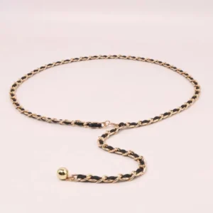 Ceinture de taille en chaîne en métal pour femmes, cintré au Crochet en perles de cœur avec breloque florale, accessoire de chaîne de taille à la mode Insta