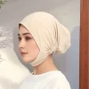 Casquette intérieure musulmane Hijab pour femmes, sous-écharpe solide, Turban, chapeau islamique musulman, prêt à porter, couvre-chef