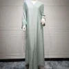 abaya ouverte à manches longues pour femmes musulmanes, kimono ethnique du ramadan, caftan arabe marocain, broderie solide modeste, turquie