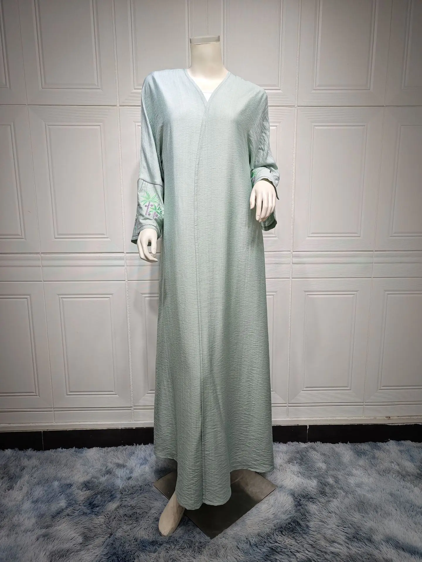 abaya ouverte à manches longues pour femmes musulmanes, kimono ethnique du ramadan, caftan arabe marocain, broderie solide modeste, turquie