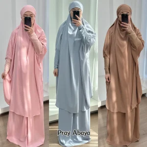 Ensemble 2 pièces Abayas à capuche et jupe pour femmes musulmanes, robes Hijab, vêtement de prière Eid Ramadam, vêtements islamiques rose noir