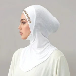 Nouveau Hijab instantané avec strass brillants pour femmes musulmanes, couverture complète, Bonnet en Jersey de coton solide, prêt à porter, casquette intérieure
