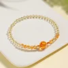 bracelet de perles fines et délicates pour femmes, 4mm, citrine naturelle, cristal jaune, quartz rutilé vert, élastique extensible, 1606
