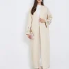 abaya brodé sur le devant pour femmes musulmanes, robes maxi arabes, manches longues, amples, kaftans du moyen orient, jilbabs islamiques