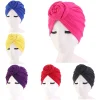 femmes bandeau inde chapeau hijabs casquette dames turban bonnet couleur unie haut en coton noeud intérieur hijab casquettes africain torsion bandeau