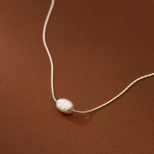 Collier de perles pour femmes sur le cou, chaîne en argent 925, pendentif de perles pour filles, bijoux élégants à la mode