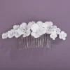 peigne à cheveux en argent pour femmes, fleur, cristal doré, pièce de cheveux de mariée, accessoires de cheveux de mariage faits à la main, bijoux