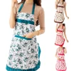 Tablier de Cuisine en Toile de Coton à Motif Floral pour Femme, Étanche à l&rsquo;Huile, avec Poches et Ceinture de Taille Réglable