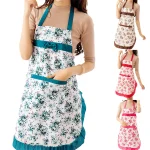 Tablier de Cuisine en Toile de Coton à Motif Floral pour Femme, Étanche à l&rsquo;Huile, avec Poches et Ceinture de Taille Réglable