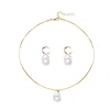 ensemble de bijoux en perles rondes, boucles d'oreilles, pendentifs, colliers, ensemble de bijoux de mariage exquis et à la mode pour dames, cadeaux, 2 pièces
