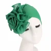 chapeau turban à grandes fleurs pour femmes, bonnet de tête de gril élastique, enveloppes de tête musulmanes, casquettes bandana pour dames, accessoires pour cheveux, document solide, mode