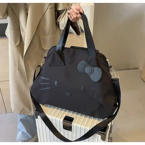 Sac de voyage pour femmes, grande capacité, épaule simple diagonale, noir, nœud papillon d&rsquo;affaires, sac de dessin animé décontracté, sac à dos pratique pour femmes