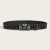 ceinture de crâne punk pour femmes, harajuku gothique y2k, rivets squelette, décoration de main, ceinture en cuir pour hommes et filles, accessoires d'halloween