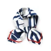 foulards en soie naturelle college de fleurs rayées pour femmes, mouchoir en sergé, hijab en soie véritable, cadeaux de luxe, bleu et blanc, printemps et automne