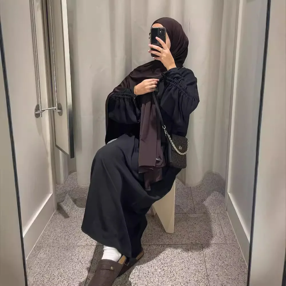 abaya robe caftan noire pour femmes, tenue musulmane pour ramadan, niqab, tiens imar, dubaï, turquie, vêtements de prière islamique, robe arabe