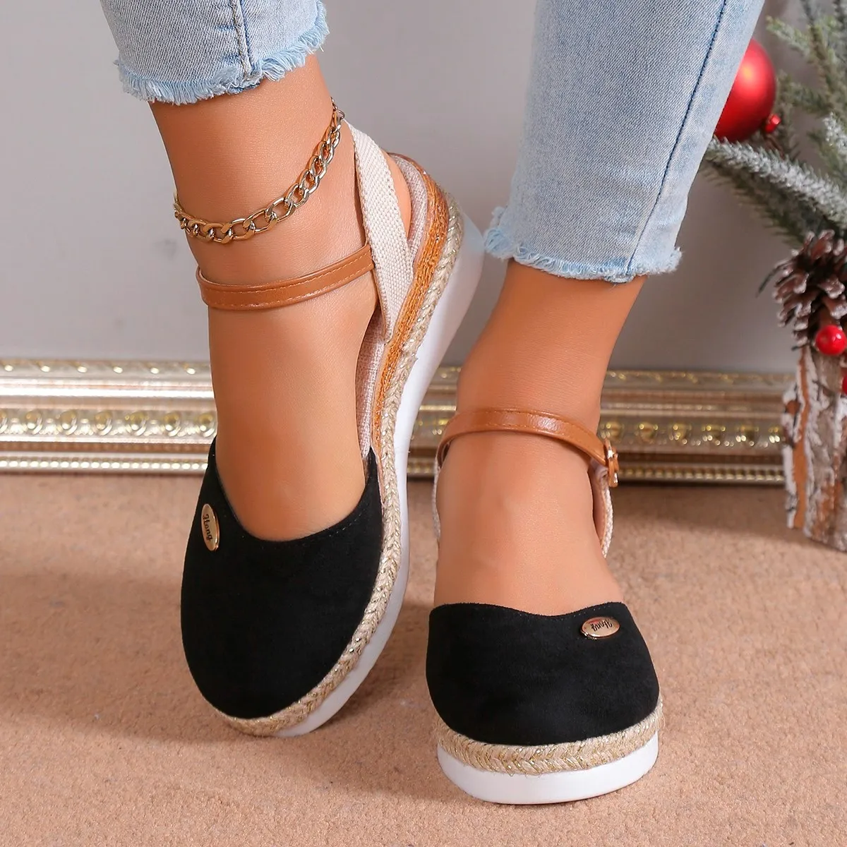 Sandales à Talons Compensés pour Femme, Chaussures de Styliste à Plateforme, Nouvelle Mode d'Été 2024